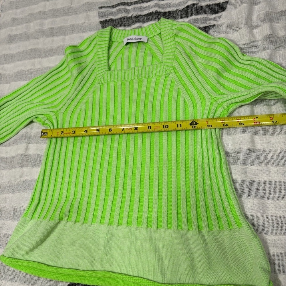 Rodebjer Eshe Rib Knitted Sweater In Techno Green Sz S Funky Retro Party EUC - Picture 7 of 9